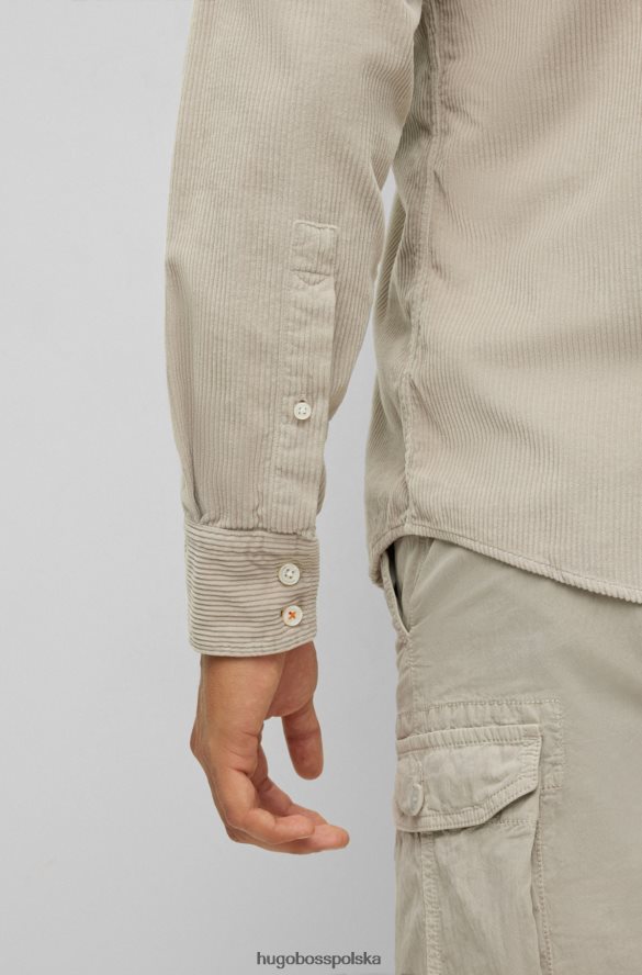 Hugo Boss jasnoszara koszula Hugo o regularnym kroju z bawełnianego sztruksu jasnoszary R0X0H63598