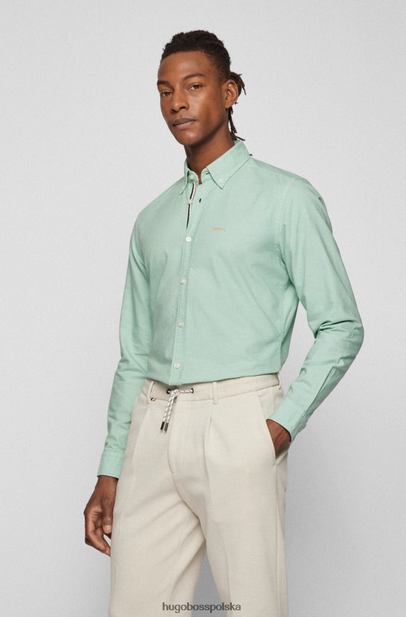 Hugo Boss jasnozielona koszula Hugo o regularnym kroju z logo Hugo, wykonana z bawełny oxford jasnozielony R0X0H62880