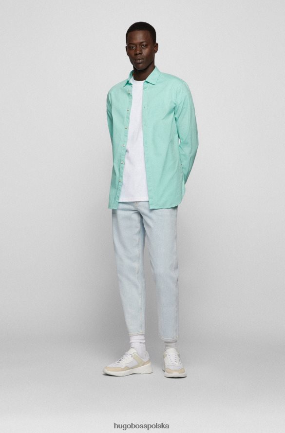 Hugo Boss jasnozielona koszula o dopasowanym kroju z elastycznej bawełnianej popeliny hugo jasnozielony R0X0H61933