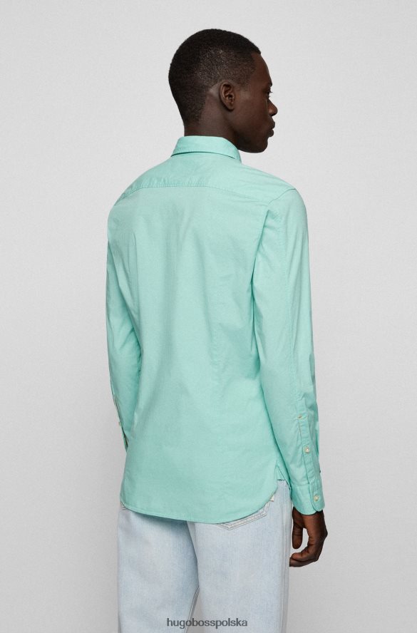 Hugo Boss jasnozielona koszula o dopasowanym kroju z elastycznej bawełnianej popeliny hugo jasnozielony R0X0H61933