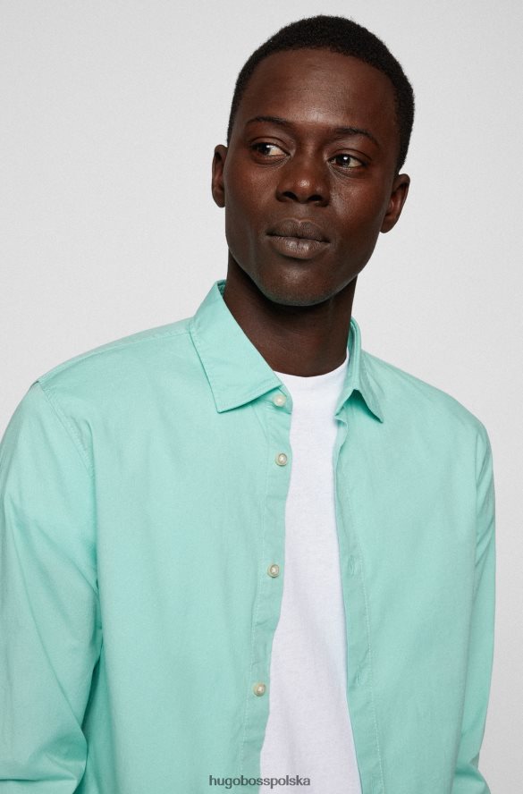 Hugo Boss jasnozielona koszula o dopasowanym kroju z elastycznej bawełnianej popeliny hugo jasnozielony R0X0H61933