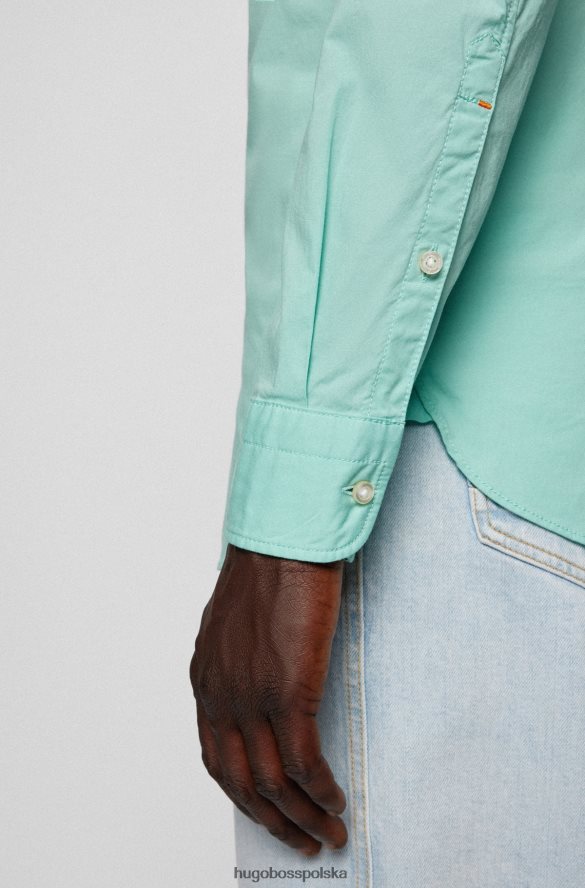 Hugo Boss jasnozielona koszula o dopasowanym kroju z elastycznej bawełnianej popeliny hugo jasnozielony R0X0H61933