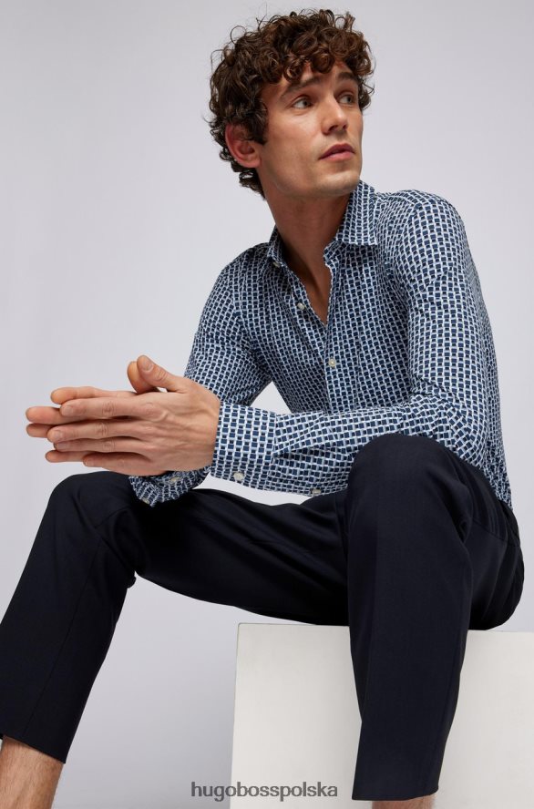 Hugo Boss koszula casual Ronni 50468969 ciemnoniebieska ciemny niebieski R0X0H6115