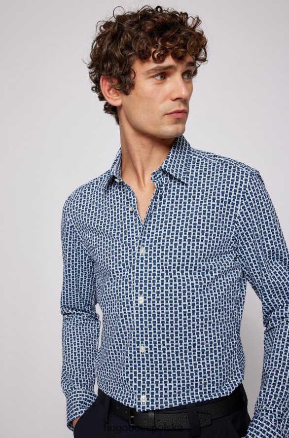 Hugo Boss koszula casual Ronni 50468969 ciemnoniebieska ciemny niebieski R0X0H6115