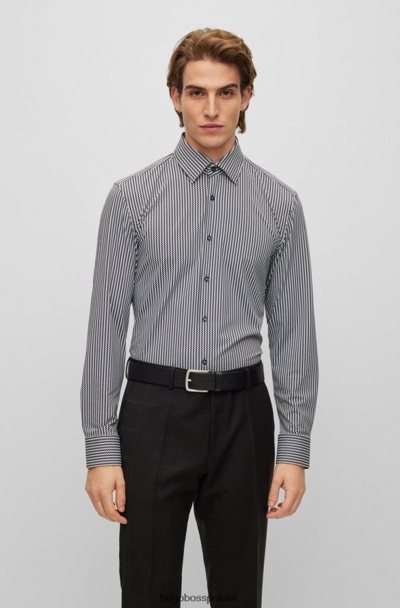 Hugo Boss koszula o dopasowanym kroju z drukowanego, elastycznego dżerseju hugo w kolorze srebrnym srebro R0X0H63725