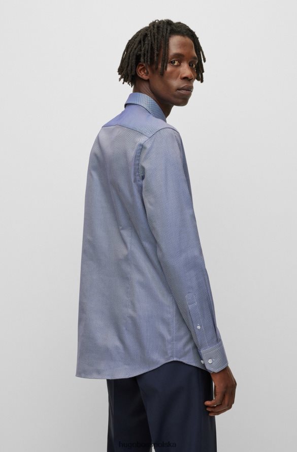 Hugo Boss niebieska koszula Hugo o dopasowanym kroju z włoskiej bawełny strukturalnej niebieski R0X0H62478