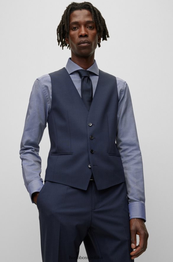 Hugo Boss niebieska koszula Hugo o dopasowanym kroju z włoskiej bawełny strukturalnej niebieski R0X0H62478