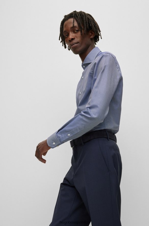 Hugo Boss niebieska koszula Hugo o dopasowanym kroju z włoskiej bawełny strukturalnej niebieski R0X0H62478