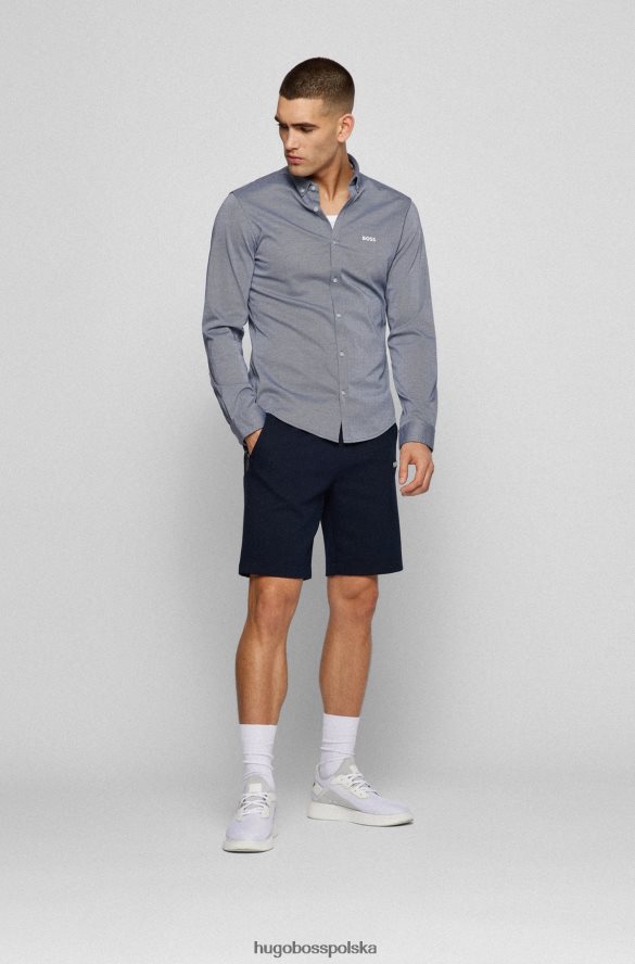 Hugo Boss niebieska koszulka dżersejowa o regularnym kroju z kołnierzykiem zapinanym na guziki hugo niebieski R0X0H64081