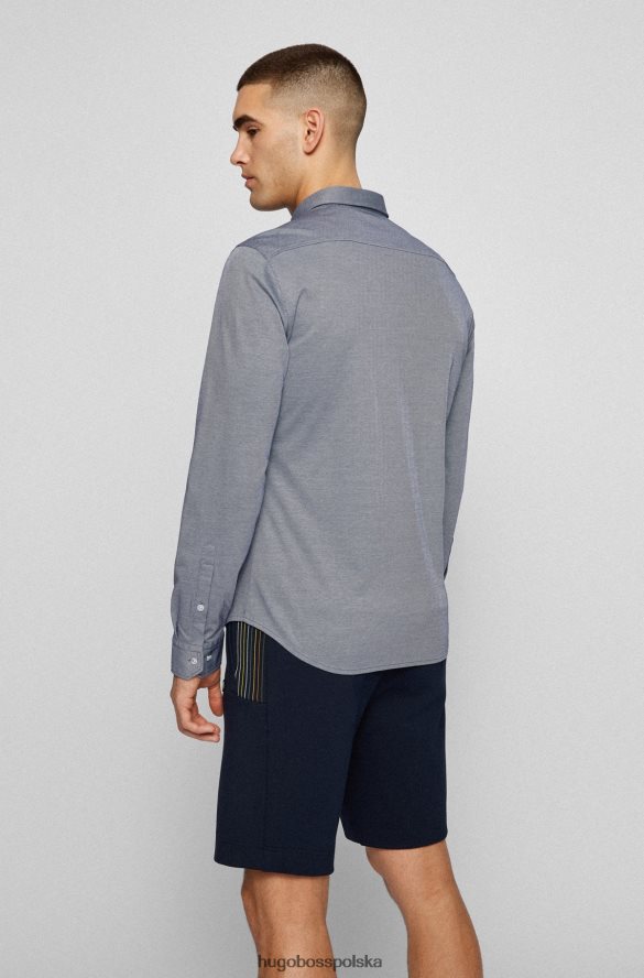 Hugo Boss niebieska koszulka dżersejowa o regularnym kroju z kołnierzykiem zapinanym na guziki hugo niebieski R0X0H64081