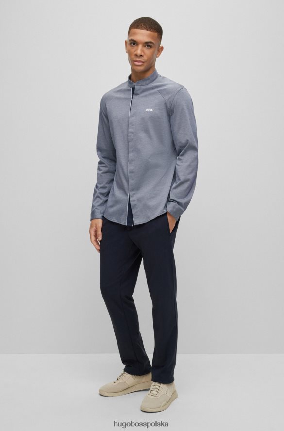 Hugo Boss szara koszula Hugo o regularnym kroju, bez kołnierzyka, z bawełnianej piki szary R0X0H61917