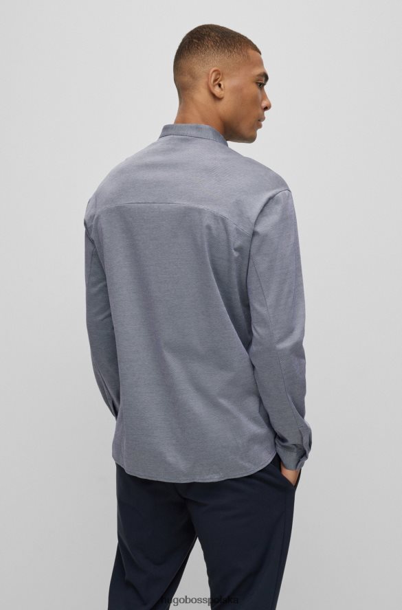 Hugo Boss szara koszula Hugo o regularnym kroju, bez kołnierzyka, z bawełnianej piki szary R0X0H61917