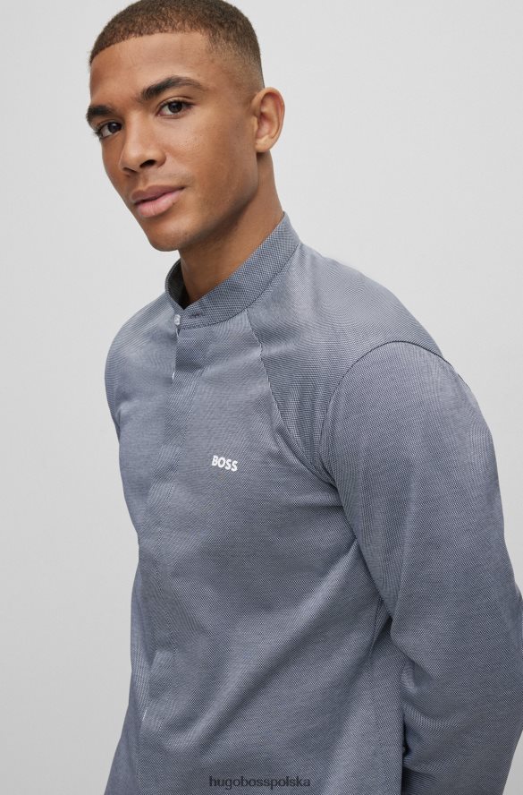 Hugo Boss szara koszula Hugo o regularnym kroju, bez kołnierzyka, z bawełnianej piki szary R0X0H61917
