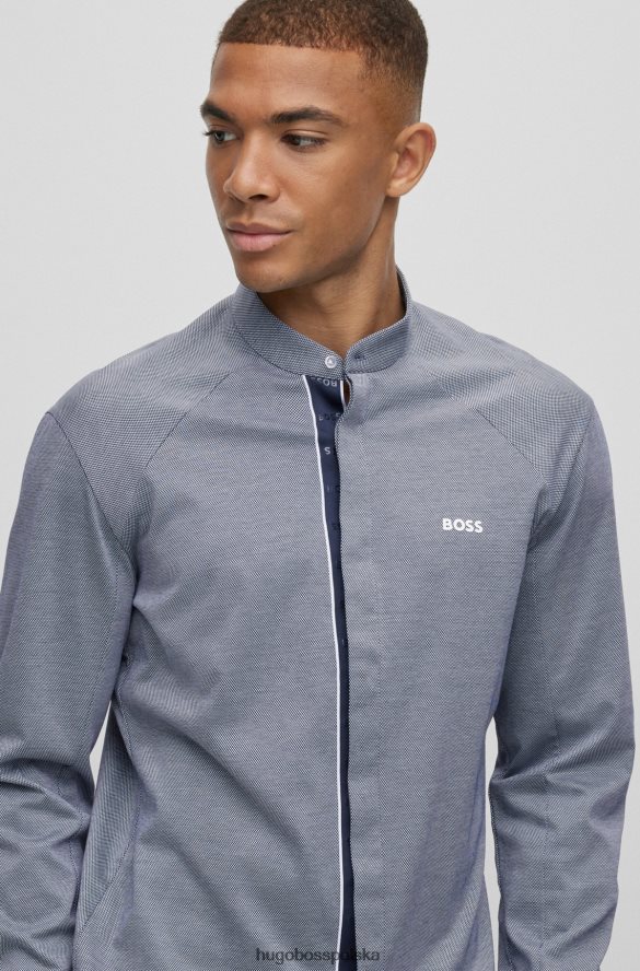 Hugo Boss szara koszula Hugo o regularnym kroju, bez kołnierzyka, z bawełnianej piki szary R0X0H61917