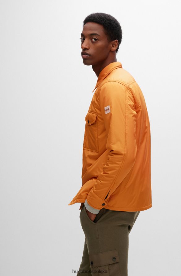 Hugo Boss wodoodporna koszula oversize o kroju oversize z gumowanym logo hugo w kolorze jasnopomarańczowym jasnopomarańczowy R0X0H64604