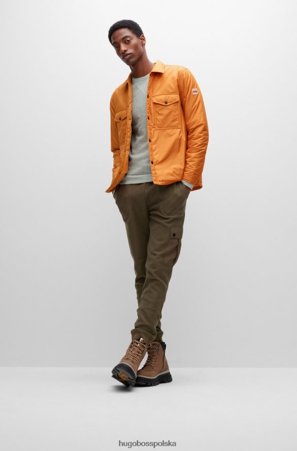 Hugo Boss wodoodporna koszula oversize o kroju oversize z gumowanym logo hugo w kolorze jasnopomarańczowym jasnopomarańczowy R0X0H64604
