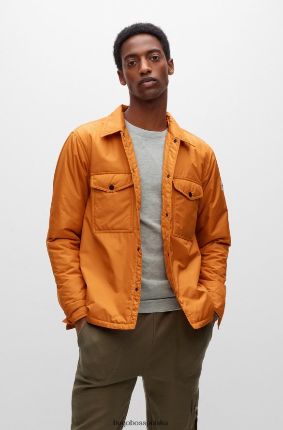 Hugo Boss wodoodporna koszula oversize o kroju oversize z gumowanym logo hugo w kolorze jasnopomarańczowym jasnopomarańczowy R0X0H64604
