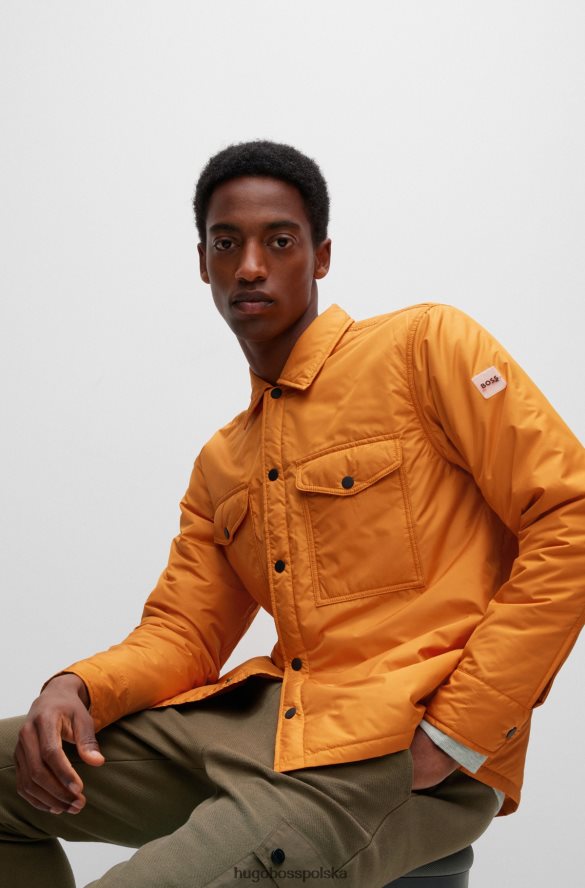 Hugo Boss wodoodporna koszula oversize o kroju oversize z gumowanym logo hugo w kolorze jasnopomarańczowym jasnopomarańczowy R0X0H64604