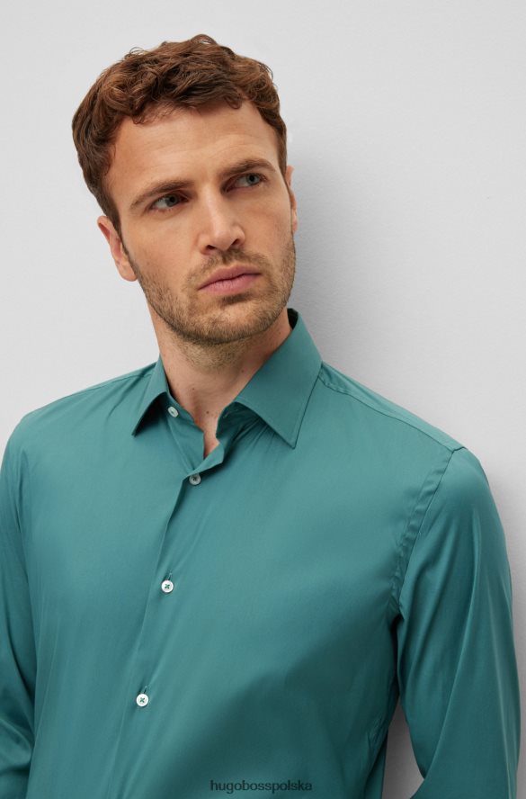 Hugo Boss zielona koszula Hugo o dopasowanym kroju, wykonana z łatwego w prasowaniu, elastycznego materiału zielony R0X0H62825