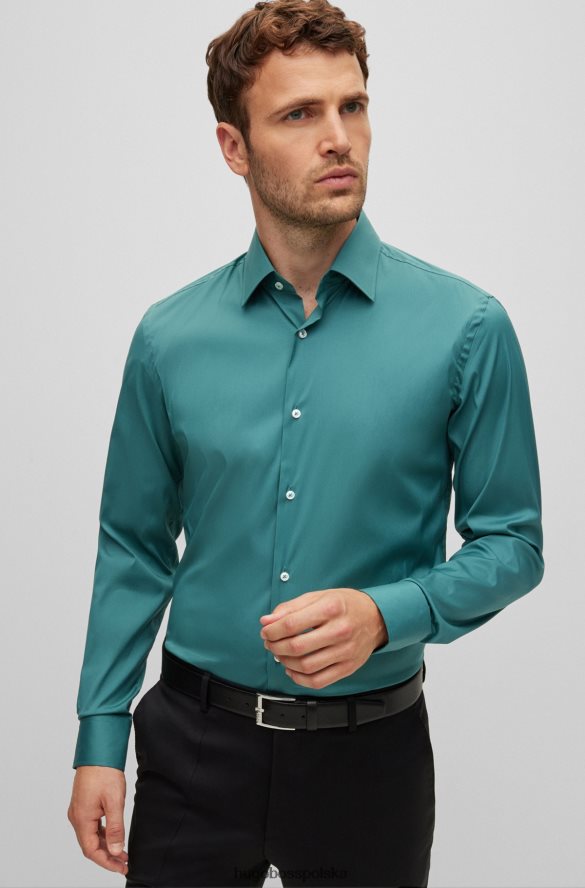 Hugo Boss zielona koszula Hugo o dopasowanym kroju, wykonana z łatwego w prasowaniu, elastycznego materiału zielony R0X0H62825