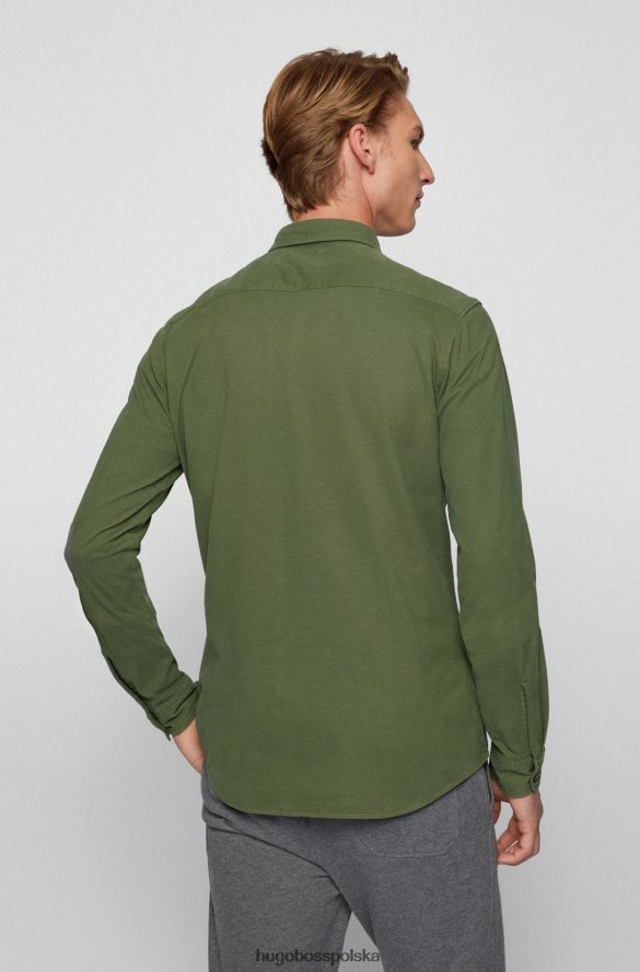 Hugo Boss zielona koszula Hugo o dopasowanym kroju z barwionego na wymiar bawełnianego dżerseju zielony R0X0H64246