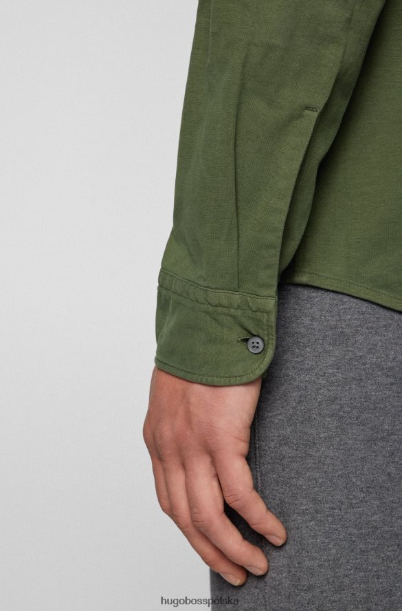 Hugo Boss zielona koszula Hugo o dopasowanym kroju z barwionego na wymiar bawełnianego dżerseju zielony R0X0H64246