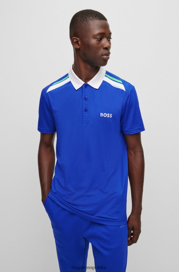 Hugo Boss Aktywna, elastyczna koszulka polo z nadrukiem w paski, niebieska hugo niebieski R0X0H62044