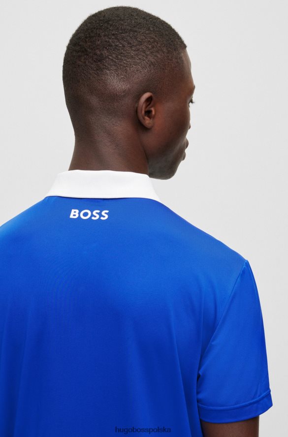 Hugo Boss Aktywna, elastyczna koszulka polo z nadrukiem w paski, niebieska hugo niebieski R0X0H62044