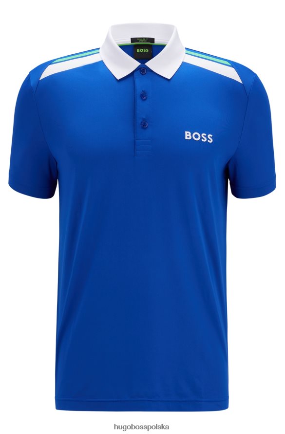 Hugo Boss Aktywna, elastyczna koszulka polo z nadrukiem w paski, niebieska hugo niebieski R0X0H62044