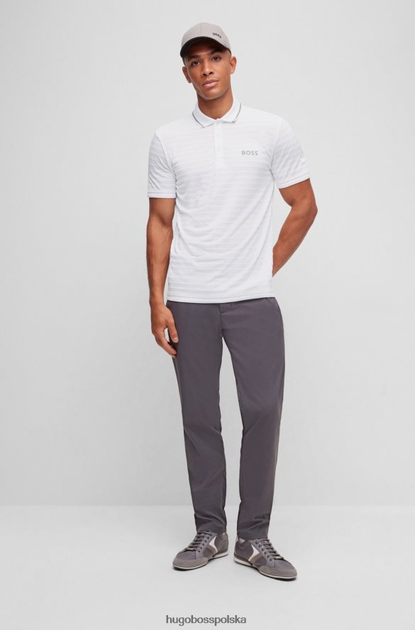 Hugo Boss Biała, dopasowana koszulka polo Hugo z dzianinowymi paskami i kontrastowym brandingiem biały R0X0H63203