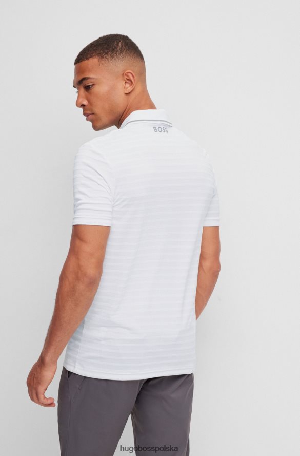 Hugo Boss Biała, dopasowana koszulka polo Hugo z dzianinowymi paskami i kontrastowym brandingiem biały R0X0H63203