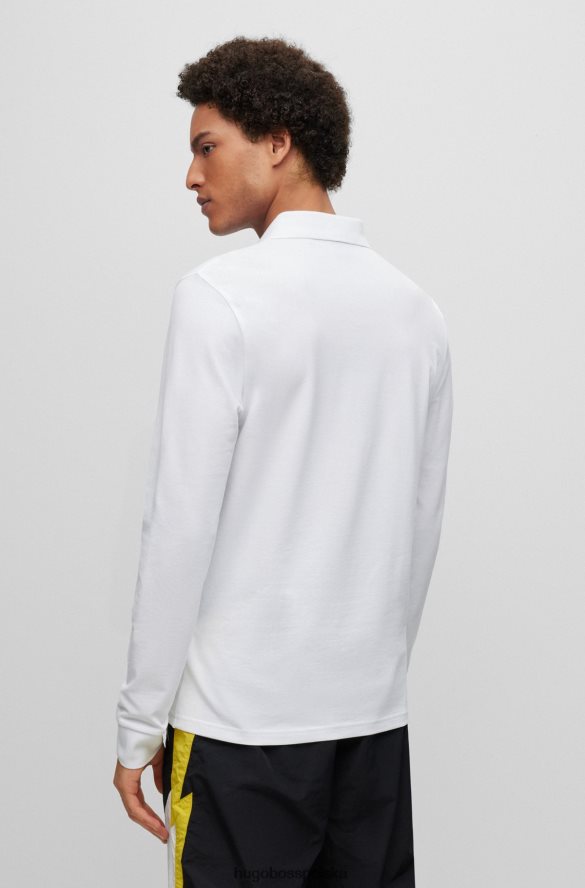 Hugo Boss Biała koszulka polo hugo o dopasowanym kroju, z długimi rękawami i naszywką z logo biały R0X0H61962