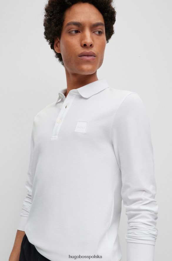 Hugo Boss Biała koszulka polo hugo o dopasowanym kroju, z długimi rękawami i naszywką z logo biały R0X0H61962