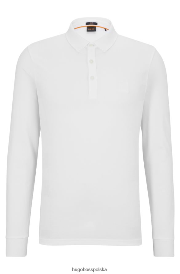 Hugo Boss Biała koszulka polo hugo o dopasowanym kroju, z długimi rękawami i naszywką z logo biały R0X0H61962
