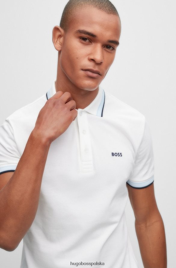 Hugo Boss Biała koszulka polo hugo z bawełny organicznej z zakrzywionym logo biały R0X0H61216