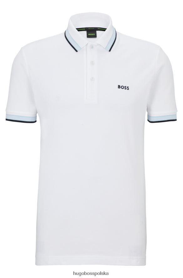 Hugo Boss Biała koszulka polo hugo z bawełny organicznej z zakrzywionym logo biały R0X0H61216