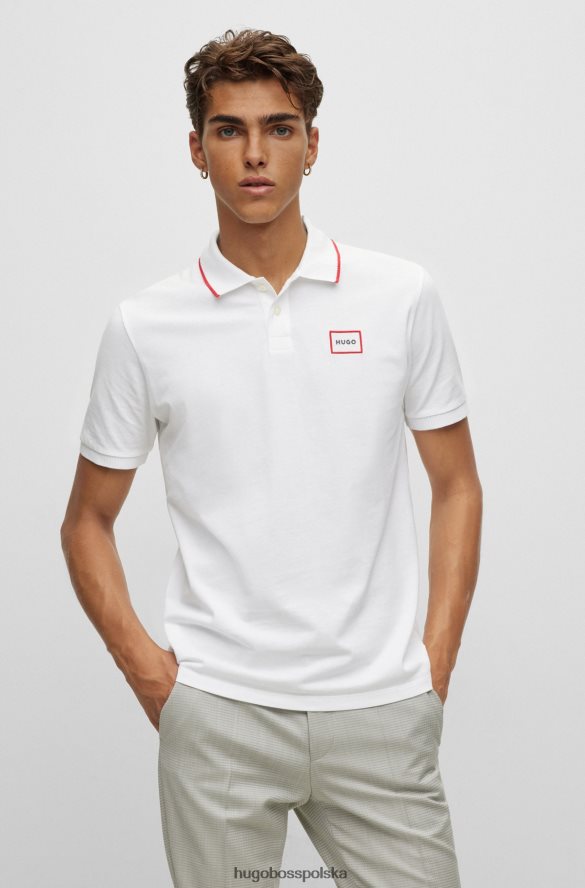 Hugo Boss Biała koszulka polo hugo z bawełny piqu¦ i logo w czerwonej ramce biały R0X0H62912