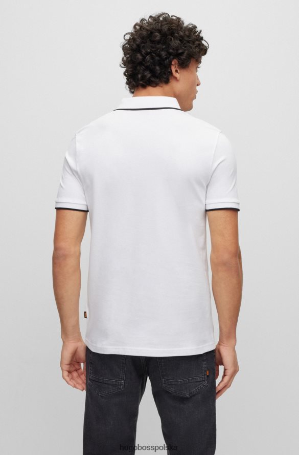 Hugo Boss Biała koszulka polo hugo z elastycznej bawełny o dopasowanym kroju i naszywką z logo biały R0X0H62888