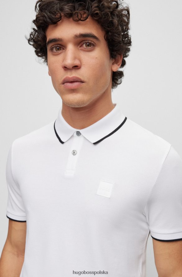 Hugo Boss Biała koszulka polo hugo z elastycznej bawełny o dopasowanym kroju i naszywką z logo biały R0X0H62888