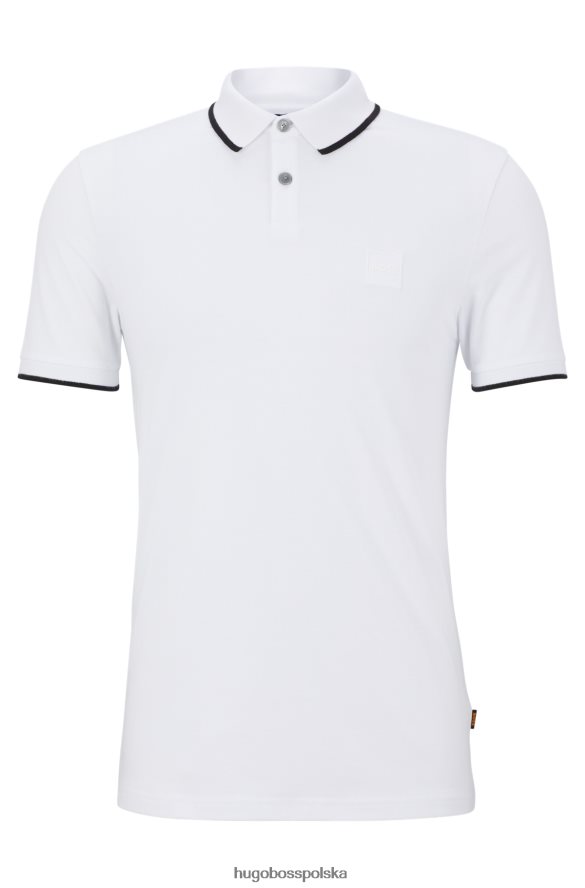 Hugo Boss Biała koszulka polo hugo z elastycznej bawełny o dopasowanym kroju i naszywką z logo biały R0X0H62888