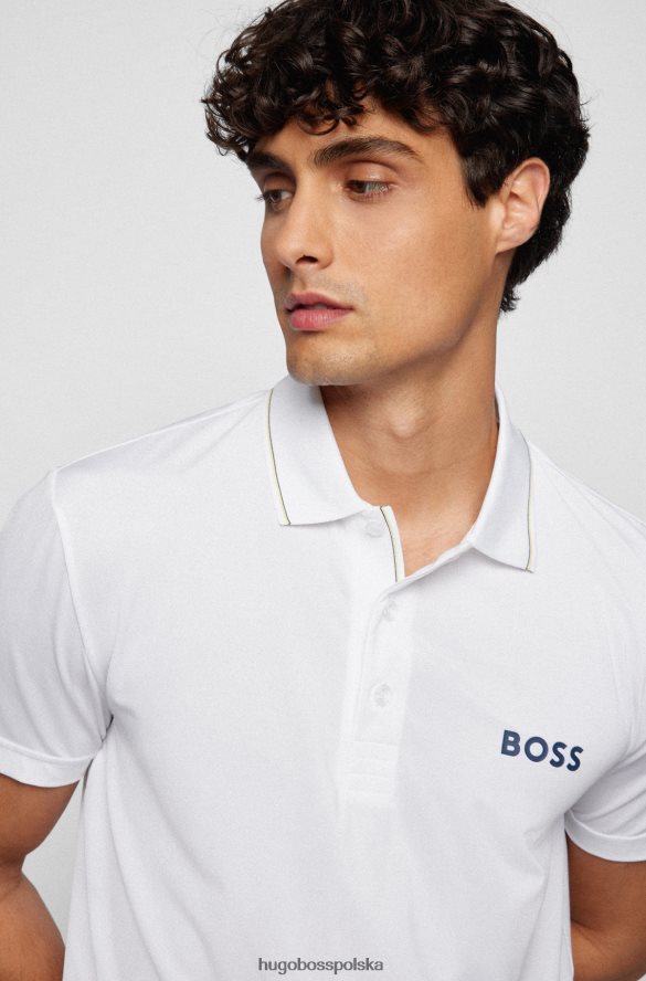 Hugo Boss Biała koszulka polo hugo z logo i wykonana z elastycznego dżerseju biały R0X0H63146