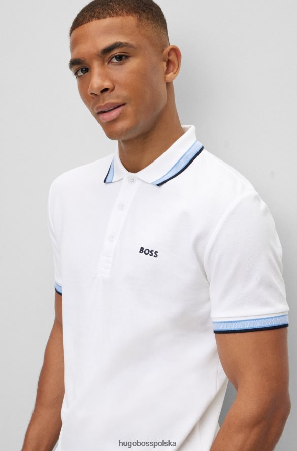 Hugo Boss Biała koszulka polo hugo z organicznej bawełny z zakrzywionym logo biały R0X0H61215