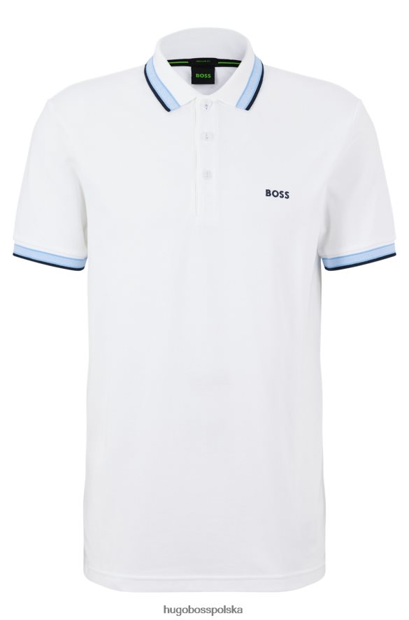 Hugo Boss Biała koszulka polo hugo z organicznej bawełny z zakrzywionym logo biały R0X0H61215