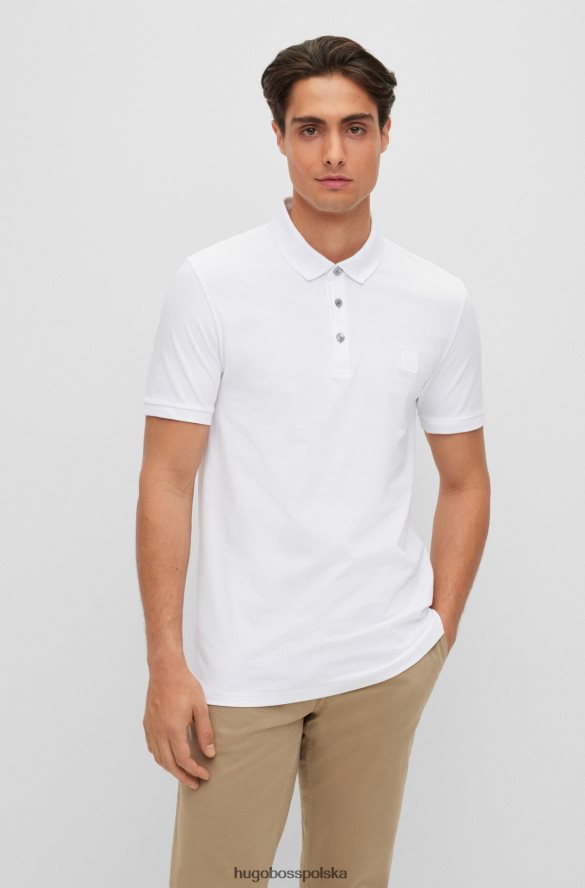 Hugo Boss Biała koszulka polo o dopasowanym kroju hugo z elastycznej bawełny i naszywką z logo biały R0X0H61624