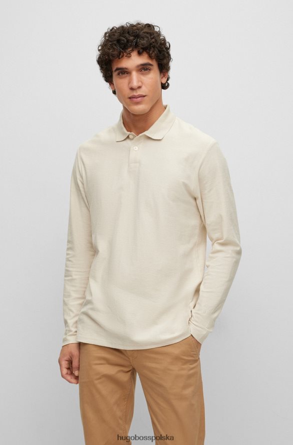 Hugo Boss Biała koszulka polo o swobodnym kroju hugo z długimi rękawami i bawełnianym żakardem biały R0X0H6919