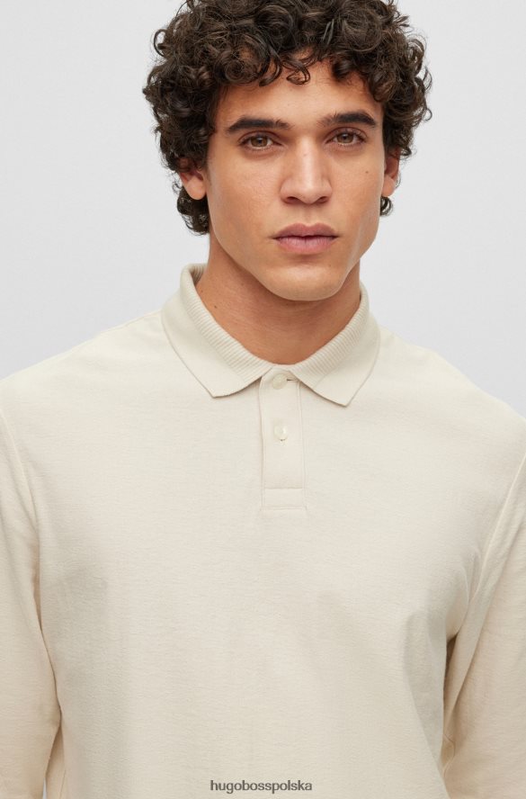 Hugo Boss Biała koszulka polo o swobodnym kroju hugo z długimi rękawami i bawełnianym żakardem biały R0X0H6919
