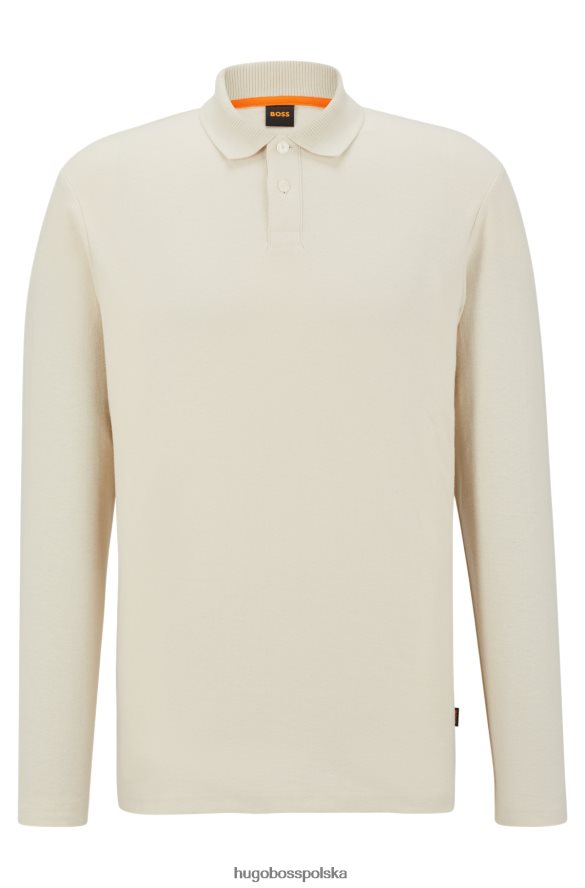 Hugo Boss Biała koszulka polo o swobodnym kroju hugo z długimi rękawami i bawełnianym żakardem biały R0X0H6919