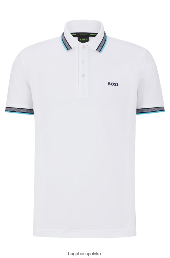 Hugo Boss Biała koszulka polo z bawełny organicznej z zakrzywionym logo hugo biały R0X0H61213
