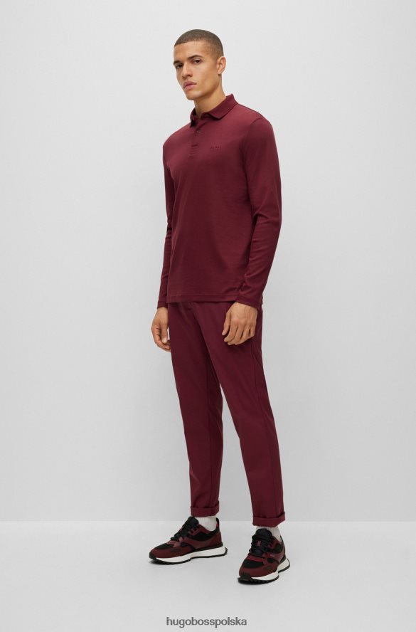 Hugo Boss Ciemnoczerwona koszulka polo Hugo z bawełny interlock i tonalnym logo ciemno czerwony R0X0H61085