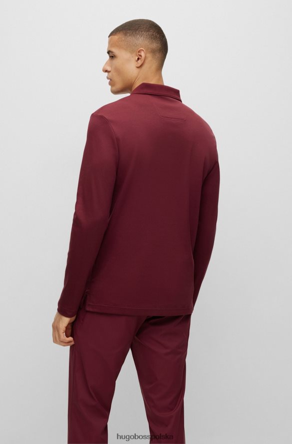 Hugo Boss Ciemnoczerwona koszulka polo Hugo z bawełny interlock i tonalnym logo ciemno czerwony R0X0H61085